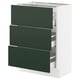 SEKTION / MAXIMERA Armoire inférieure 3 tiroirs, blanc/Havstorp vert profond, 24x15x30 "