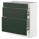 SEKTION / MAXIMERA Armoire inférieure 3 tiroirs, blanc/Havstorp vert profond, 30x15x30 "