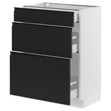 SEKTION / MAXIMERA Armoire inférieure 3 tiroirs, blanc/Upplöv anthracite mat, 24x15x30 "