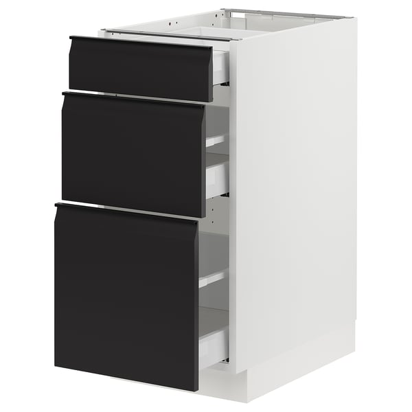 SEKTION / MAXIMERA Armoire inférieure 3 tiroirs, blanc/Upplöv anthracite mat, 15x24x30 "