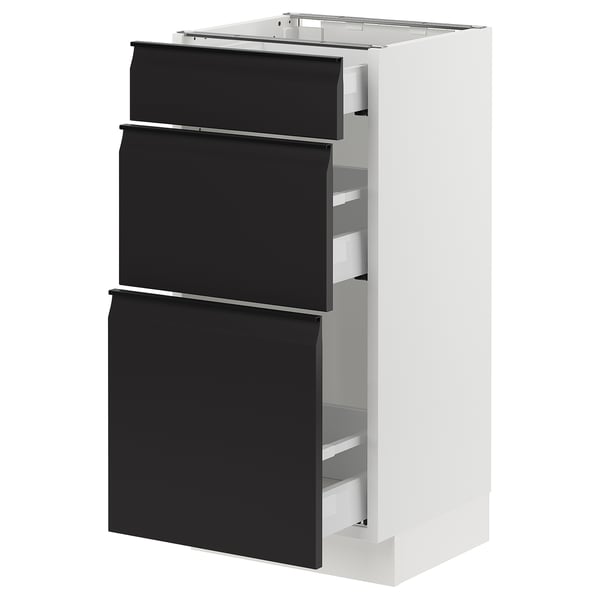 SEKTION / MAXIMERA Armoire inférieure 3 tiroirs, blanc/Upplöv anthracite mat, 15x15x30 "