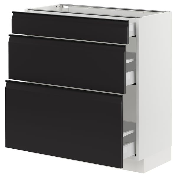 SEKTION / MAXIMERA Armoire inférieure 3 tiroirs, blanc/Upplöv anthracite mat, 30x15x30 "