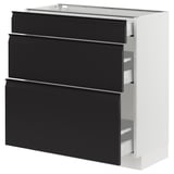 SEKTION / MAXIMERA Armoire inférieure 3 tiroirs, blanc/Upplöv anthracite mat, 30x15x30 "