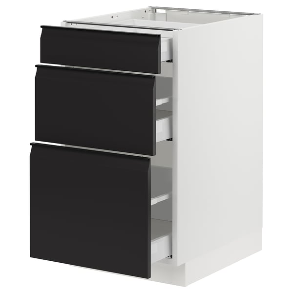 SEKTION / MAXIMERA Armoire inférieure 3 tiroirs, blanc/Upplöv anthracite mat, 18x24x30 "
