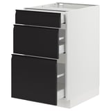 SEKTION / MAXIMERA Armoire inférieure 3 tiroirs, blanc/Upplöv anthracite mat, 18x24x30 "