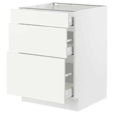 SEKTION / MAXIMERA Armoire inférieure 3 tiroirs, blanc/Vallstena blanc, 24x24x30 "