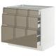 SEKTION / MAXIMERA Armoire inférieure 3 tiroirs, blanc/Voxtorp gris-brun foncé ultrabrillant, 36x24x30 "