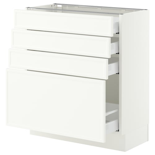 SEKTION / MAXIMERA Armoire inférieure 4 tiroirs, blanc/Aspudden blanc mat, 30x15x30 "