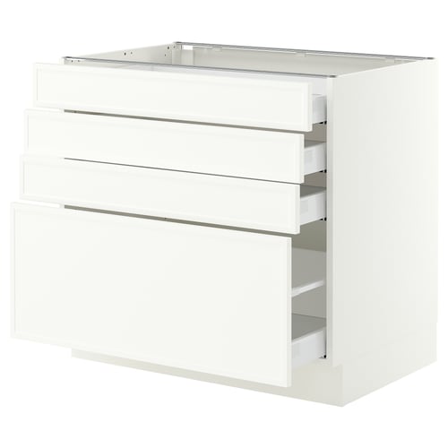SEKTION / MAXIMERA Armoire inférieure 4 tiroirs, blanc/Aspudden blanc mat, 36x24x30 "