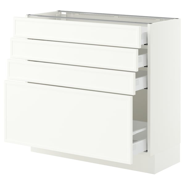 SEKTION / MAXIMERA Armoire inférieure 4 tiroirs, blanc/Aspudden blanc mat, 36x15x30 "
