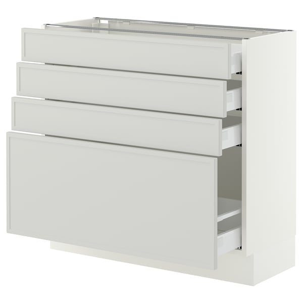 SEKTION / MAXIMERA Armoire inférieure 4 tiroirs, blanc/Aspudden gris clair, 36x15x30 "