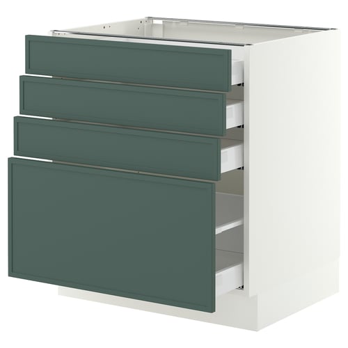 SEKTION / MAXIMERA Armoire inférieure 4 tiroirs, blanc/Aspudden gris-vert foncé, 30x24x30 "