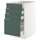 SEKTION / MAXIMERA Armoire inférieure 4 tiroirs, blanc/Aspudden gris-vert foncé, 18x24x30 "