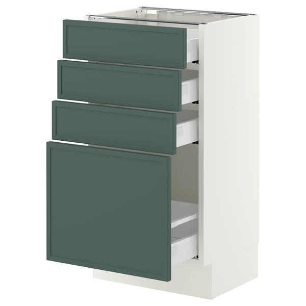 SEKTION / MAXIMERA Armoire inférieure 4 tiroirs, blanc/Aspudden gris-vert foncé, 18x15x30 "