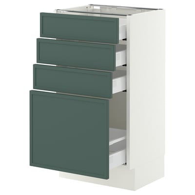 SEKTION / MAXIMERA Armoire inférieure 4 tiroirs, blanc/Aspudden gris-vert foncé, 18x15x30 "
