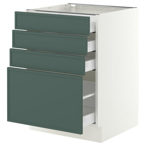 SEKTION / MAXIMERA Armoire inférieure 4 tiroirs, blanc/Aspudden gris-vert foncé, 24x24x30 "