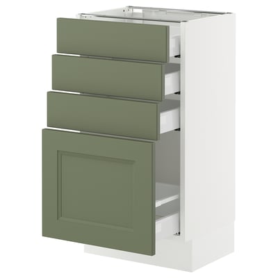 SEKTION / MAXIMERA Armoire inférieure 4 tiroirs, blanc/Axstad gris-vert, 18x15x30 "
