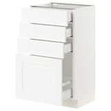 SEKTION / MAXIMERA Armoire inférieure 4 tiroirs, blanc Enköping/blanc effet bois, 18x15x30 "