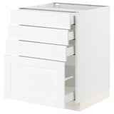 SEKTION / MAXIMERA Armoire inférieure 4 tiroirs, blanc Enköping/blanc effet bois, 24x24x30 "