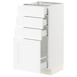 SEKTION / MAXIMERA Armoire inférieure 4 tiroirs, blanc Enköping/blanc effet bois, 15x15x30 "