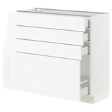 SEKTION / MAXIMERA Armoire inférieure 4 tiroirs, blanc Enköping/blanc effet bois, 36x15x30 "