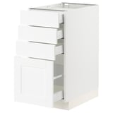 SEKTION / MAXIMERA Armoire inférieure 4 tiroirs, blanc Enköping/blanc effet bois, 15x24x30 "