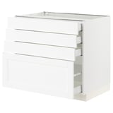 SEKTION / MAXIMERA Armoire inférieure 4 tiroirs, blanc Enköping/blanc effet bois, 36x24x30 "