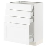 SEKTION / MAXIMERA Armoire inférieure 4 tiroirs, blanc Enköping/blanc effet bois, 24x15x30 "