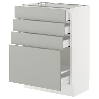 SEKTION / MAXIMERA Armoire inférieure 4 tiroirs, blanc/Havstorp gris clair, 24x15x30 "