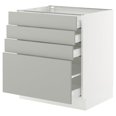 SEKTION / MAXIMERA Armoire inférieure 4 tiroirs, blanc/Havstorp gris clair, 30x24x30 "