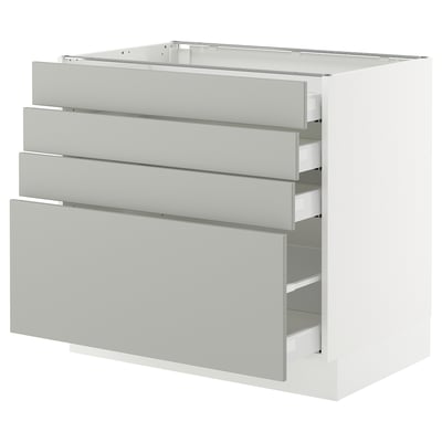 SEKTION / MAXIMERA Armoire inférieure 4 tiroirs, blanc/Havstorp gris clair, 36x24x30 "