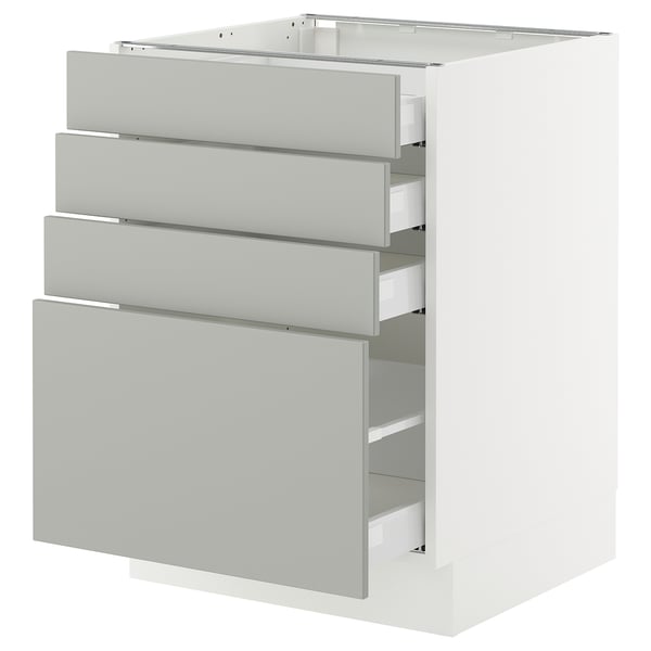 SEKTION / MAXIMERA Armoire inférieure 4 tiroirs, blanc/Havstorp gris clair, 24x24x30 "