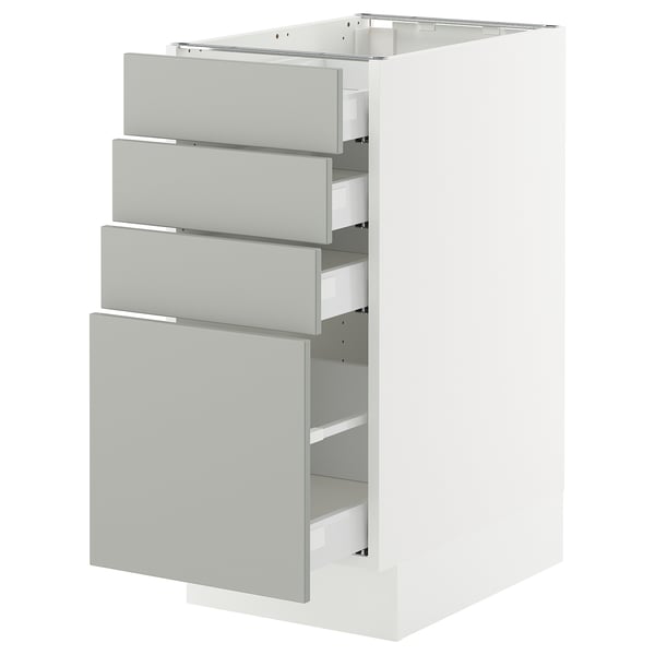 SEKTION / MAXIMERA Armoire inférieure 4 tiroirs, blanc/Havstorp gris clair, 15x24x30 "