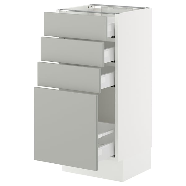 SEKTION / MAXIMERA Armoire inférieure 4 tiroirs, blanc/Havstorp gris clair, 15x15x30 "