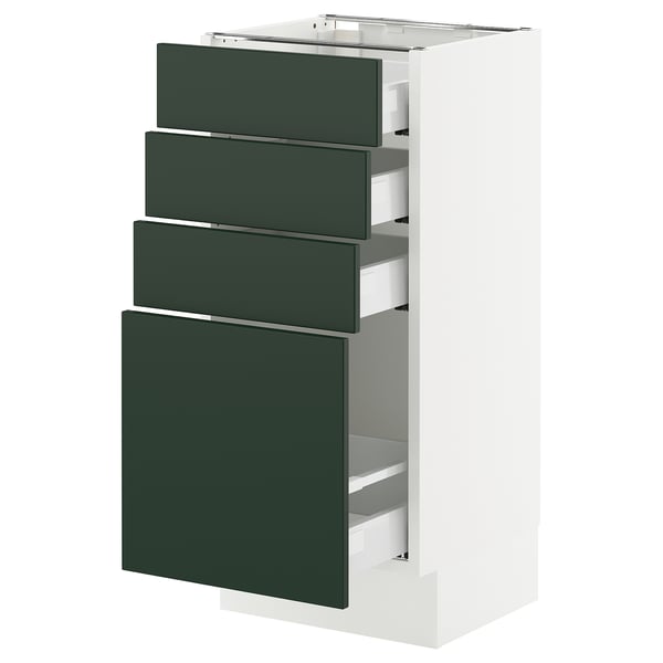SEKTION / MAXIMERA Armoire inférieure 4 tiroirs, blanc/Havstorp vert profond, 15x15x30 "