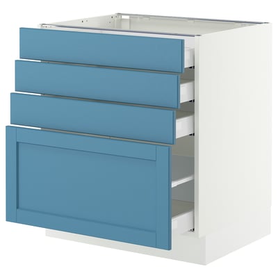 SEKTION / MAXIMERA Armoire inférieure 4 tiroirs, blanc/Lerhyttan bleu, 30x24x30 "