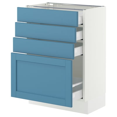 SEKTION / MAXIMERA Armoire inférieure 4 tiroirs, blanc/Lerhyttan bleu, 24x15x30 "