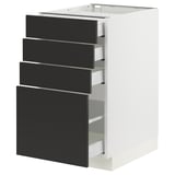 SEKTION / MAXIMERA Armoire inférieure 4 tiroirs, blanc/Nickebo anthracite mat, 18x24x30 "