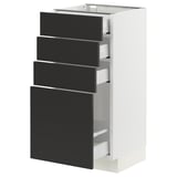 SEKTION / MAXIMERA Armoire inférieure 4 tiroirs, blanc/Nickebo anthracite mat, 15x15x30 "