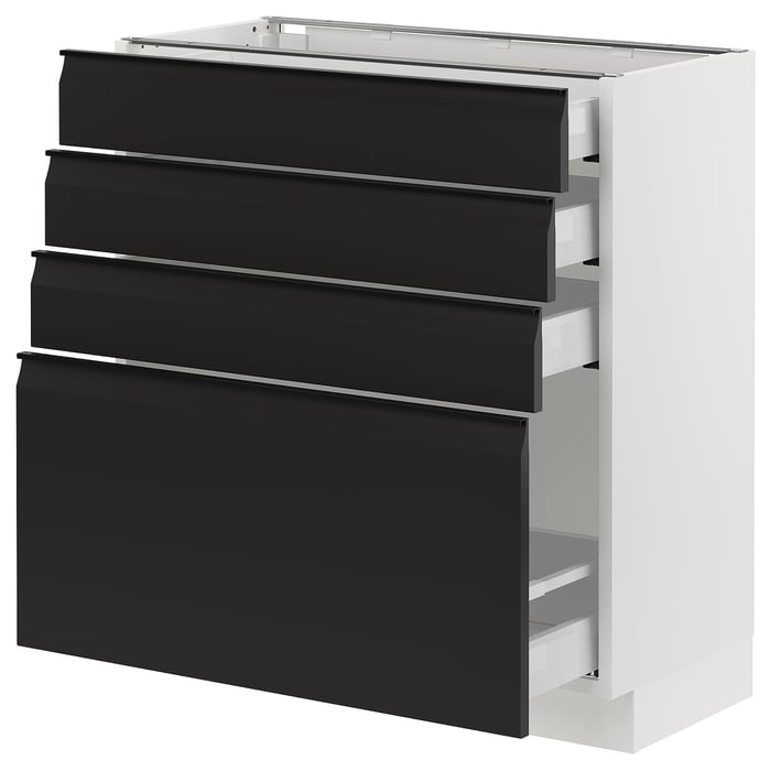 Armoire Basse Cuisine VidaXL 80x46x81.5cm - Meuble Rangement Tiroir Et Portes Noir