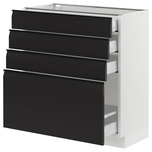 SEKTION / MAXIMERA Armoire inférieure 4 tiroirs, blanc/Upplöv anthracite mat, 30x15x30 "