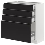 SEKTION / MAXIMERA Armoire inférieure 4 tiroirs, blanc/Upplöv anthracite mat, 30x15x30 "