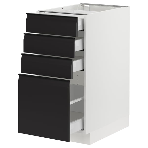 SEKTION / MAXIMERA Armoire inférieure 4 tiroirs, blanc/Upplöv anthracite mat, 15x24x30 "