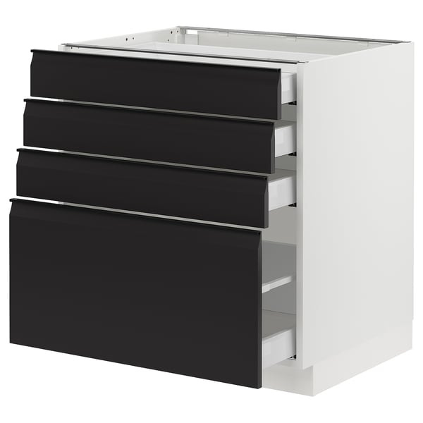 SEKTION / MAXIMERA Armoire inférieure 4 tiroirs, blanc/Upplöv anthracite mat, 30x24x30 "