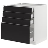 SEKTION / MAXIMERA Armoire inférieure 4 tiroirs, blanc/Upplöv anthracite mat, 30x24x30 "
