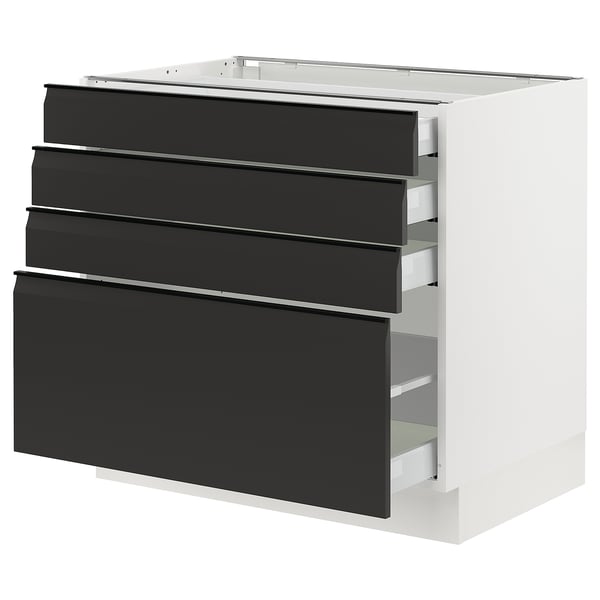 SEKTION / MAXIMERA Armoire inférieure 4 tiroirs, blanc/Upplöv anthracite mat, 36x24x30 "