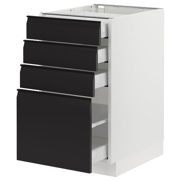 SEKTION / MAXIMERA Armoire inférieure 4 tiroirs, blanc/Upplöv anthracite mat, 18x24x30 "