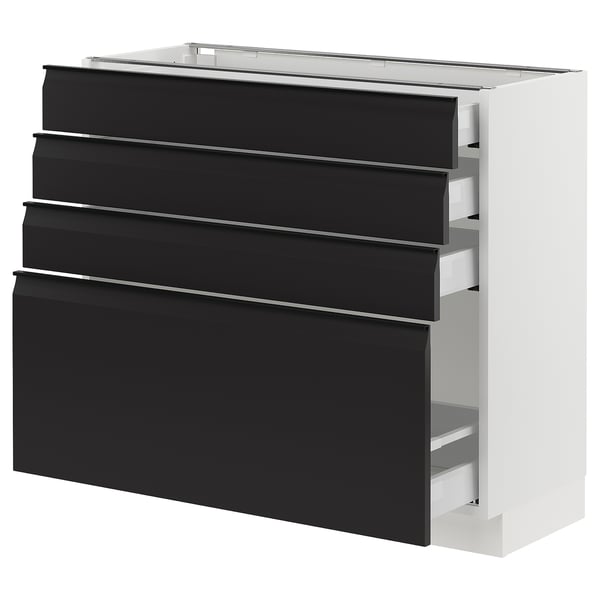 SEKTION / MAXIMERA Armoire inférieure 4 tiroirs, blanc/Upplöv anthracite mat, 36x15x30 "