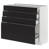 SEKTION / MAXIMERA Armoire inférieure 4 tiroirs, blanc/Upplöv anthracite mat, 36x15x30 "