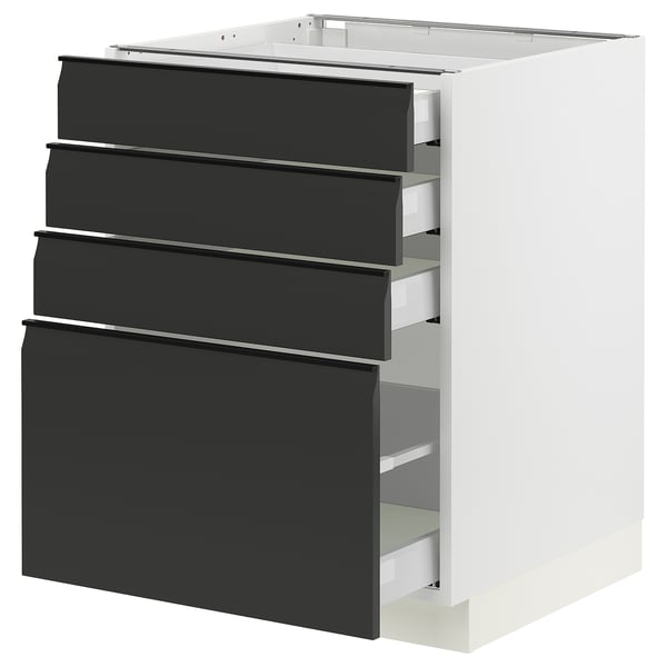 SEKTION / MAXIMERA Armoire inférieure 4 tiroirs, blanc/Upplöv anthracite mat, 24x24x30 "